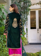 3 Piece Stitched Velvet Designer Suit - Ready To Wear