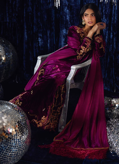 3 Piece Stitched Velvet Suit - Ready To Wear