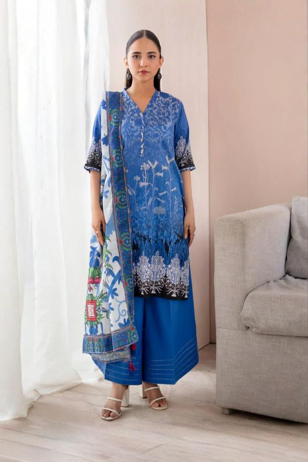 3 Piece Stitched Lawn Suit - Ready To Wear