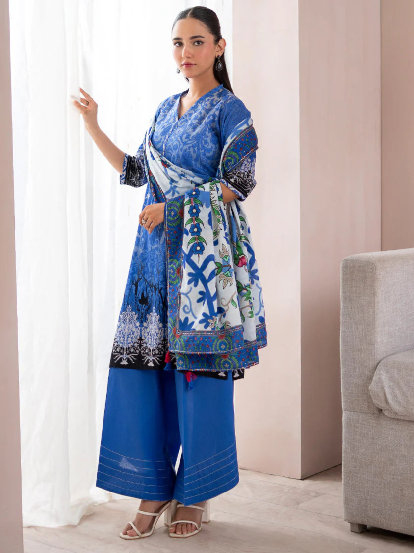3 Piece Stitched Lawn Suit - Ready To Wear