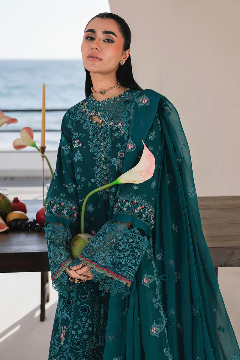 03-Piece Chikankari Suit With Embroidery - Ready To Wear