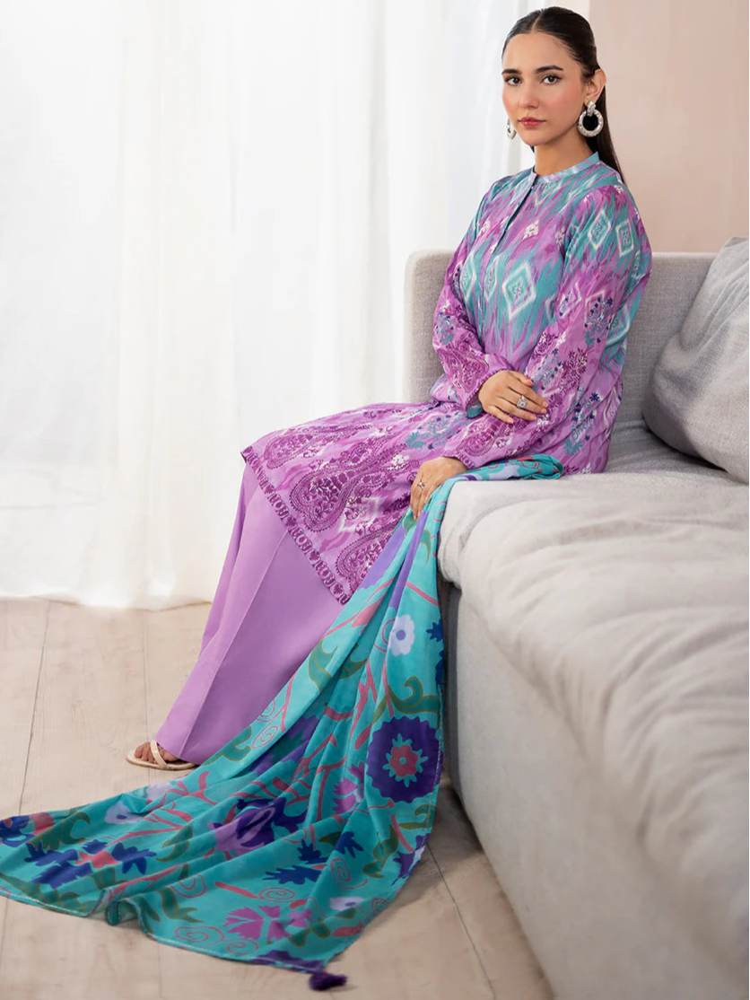 3 Piece Stitched Lawn Suit - Ready To Wear