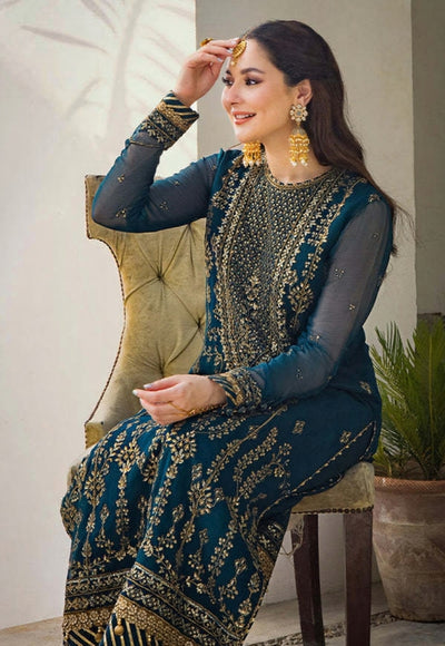 3 Piece Stitched Chiffon Embroidered Designer Dress - Ready To Wear