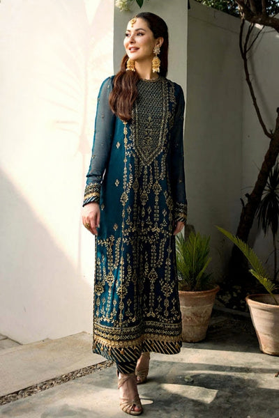 3 Piece Stitched Chiffon Embroidered Designer Dress - Ready To Wear