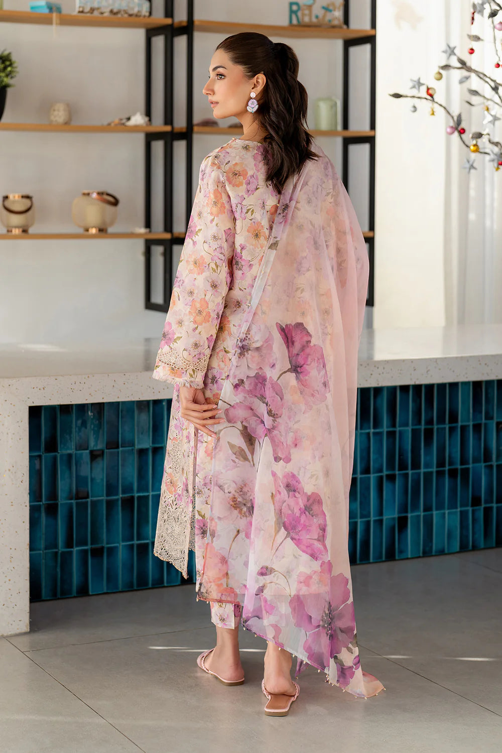 03-Piece Printed Lawn Suit With Chikankari Embroidered- Ready To Wear