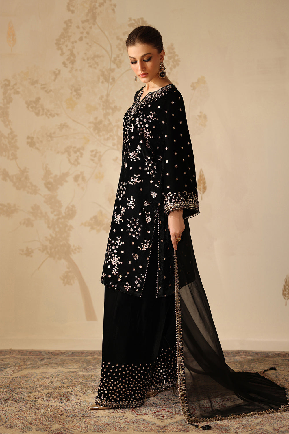 3 Piece Stitched Luxury Velvet Suit - Ready To Wear