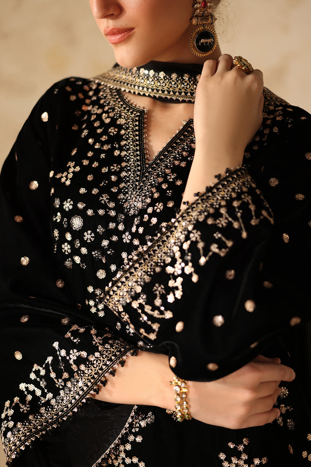 3 Piece Stitched Luxury Velvet Suit - Ready To Wear