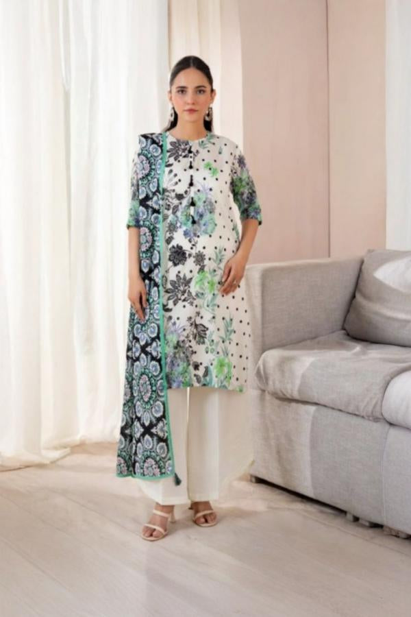 3 Piece Stitched Lawn Suit - Ready To Wear