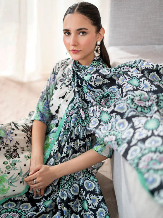 3 Piece Stitched Lawn Suit - Ready To Wear