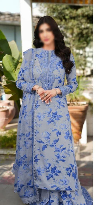 3 Piece Stitched Lawn Suit - Ready To Wear