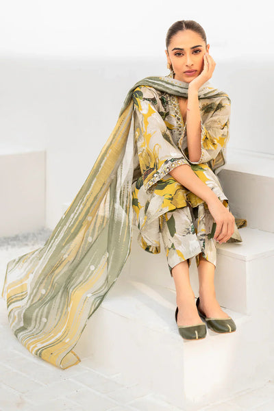 3 Piece Stitched Lawn Suit - Ready To Wear