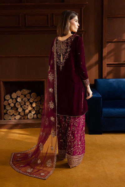 3 Piece Stitched Velvet Suit - Ready To Wear