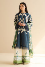 3 Piece Stitched Printed Lawn Suit - Ready To Wear