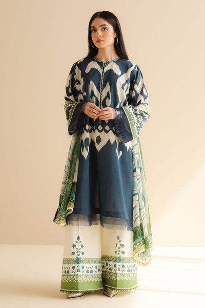 3 Piece Stitched Printed Lawn Suit - Ready To Wear