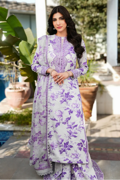 3 Piece Stitched Lawn Suit - Ready To Wear