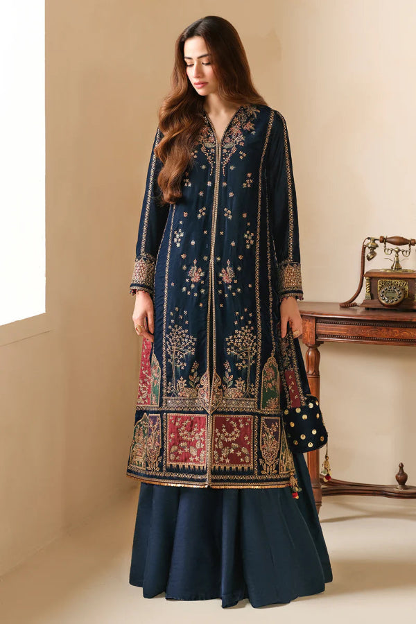 3 Piece Stitched Velvet Embroidery Suit - Ready To Wear