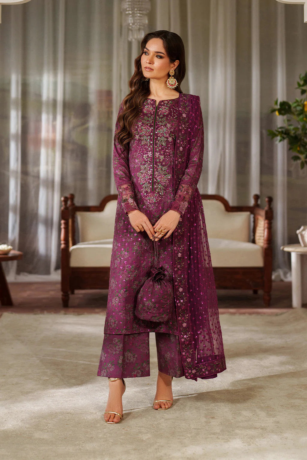 03-Piece Printed Lawn Suit With Embroidered - Ready To Wear