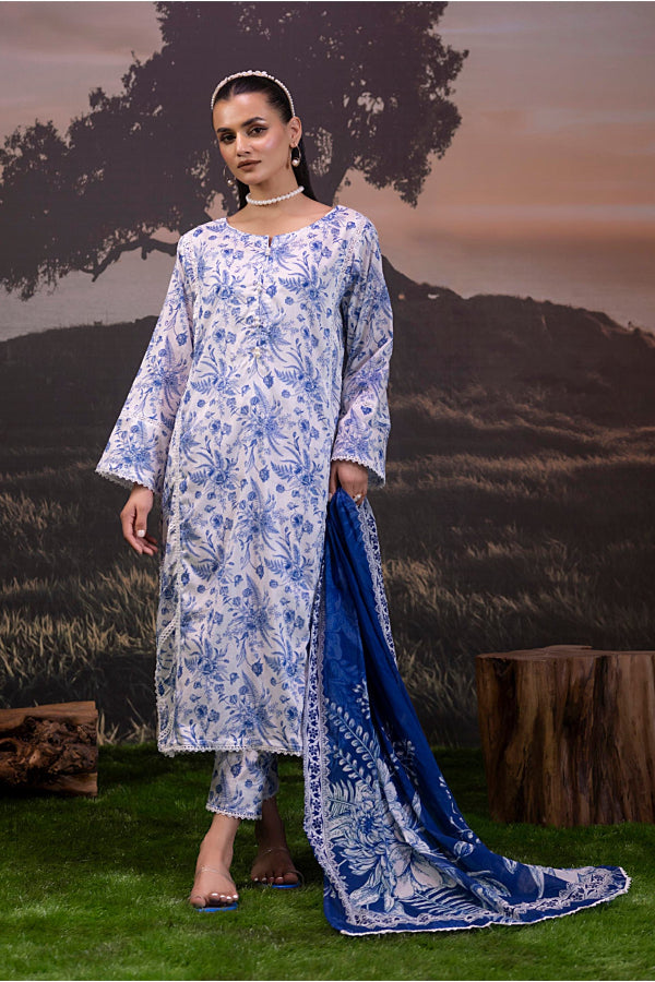 3 Piece Stitched Lawn Shirt - Ready To Wear