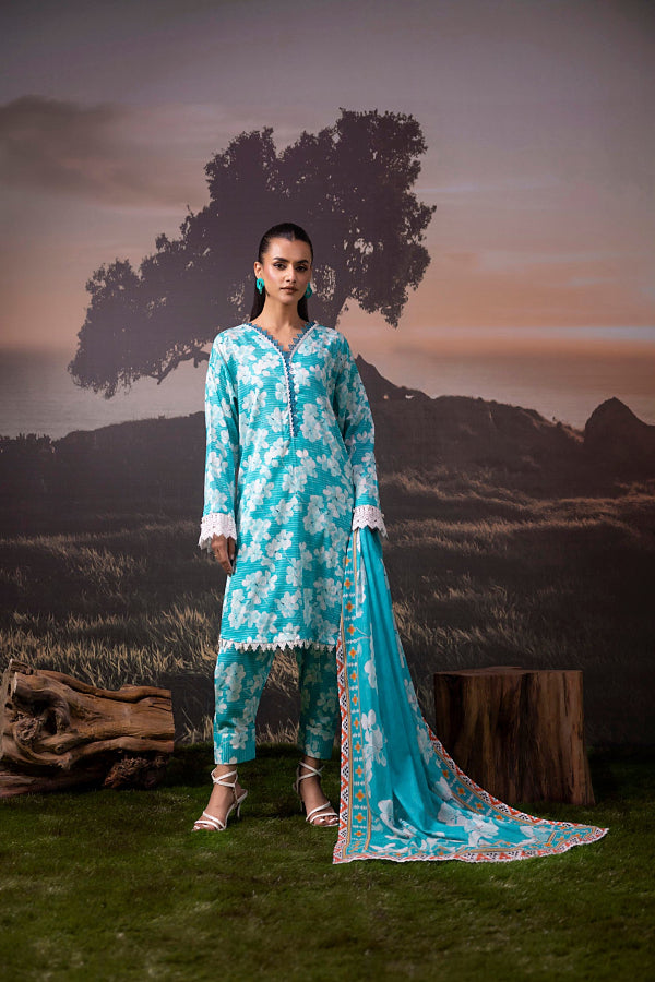 3 Piece Stitched Lawn Suit - Ready To Wear
