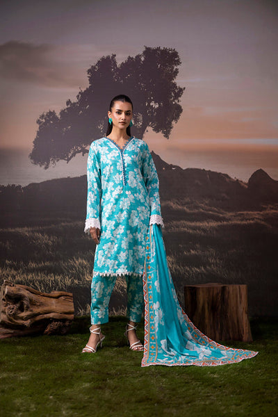 3 Piece Stitched Lawn Suit - Ready To Wear