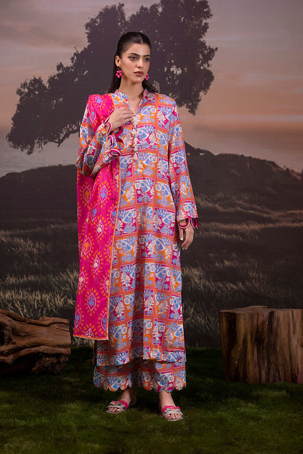 3 Piece Stitched Lawn Suit - Ready To Wear