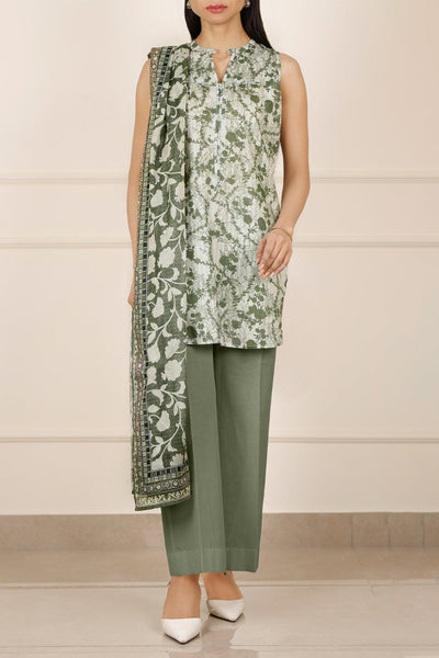 3 Piece Stitched Lawn Suit - Ready To Wear