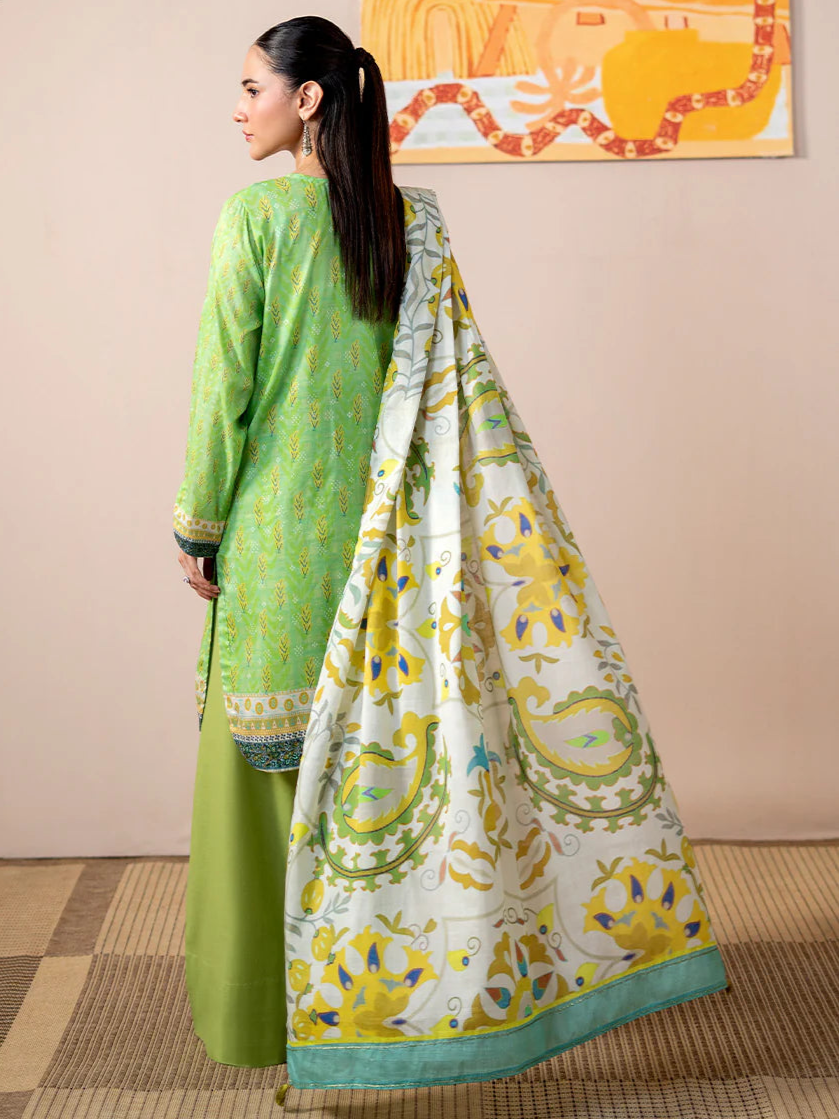 3 Piece Stitched Lawn Suit - Ready To Wear