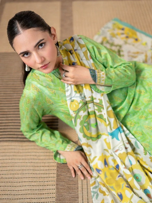 3 Piece Stitched Lawn Suit - Ready To Wear