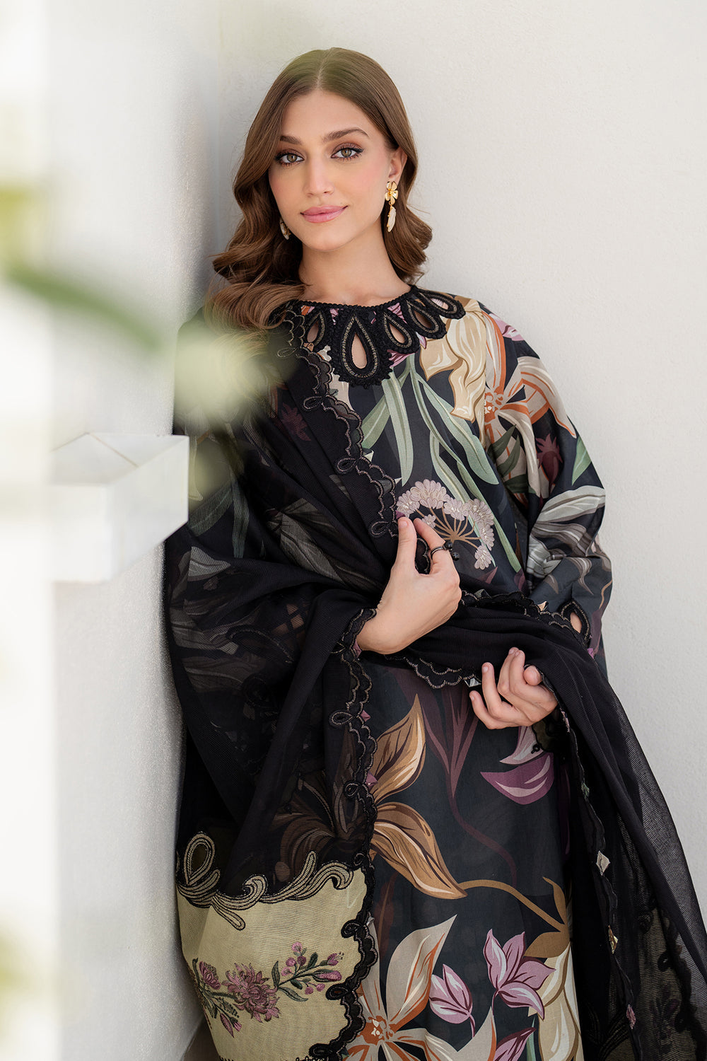 3 Piece Stitched Lawn Suit - Ready To Wear