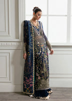 Midnight Navy & Gold: Embroidered Organza Long Shirt | Ready To Wear