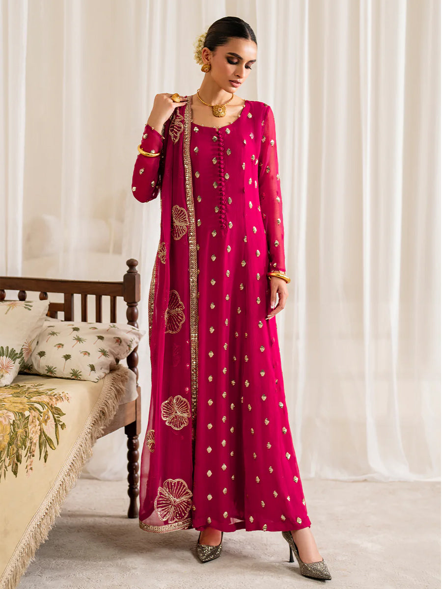 3 Piece Stitched Chiffon Embroidery Dress - Ready To Wear