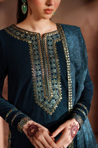 3 Piece Stitched Velvet Bridal Wear Suit - Ready To Wear