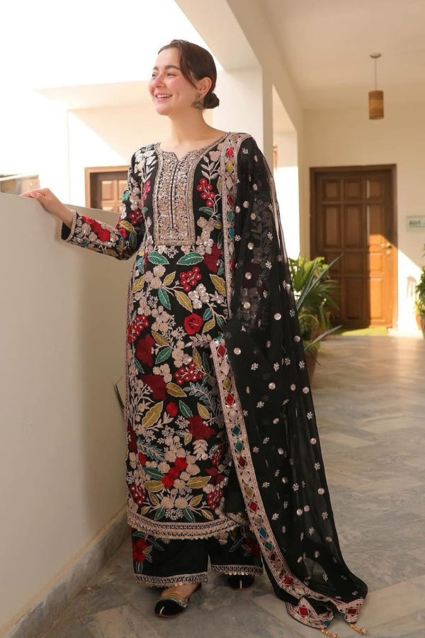 3 Piece Stitched Luxury Chiffon Embroidery Suit - Ready To Wear