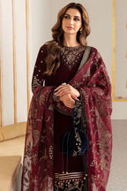 3 Piece Stitched Embroidered Velvet Suit - Ready To Wear