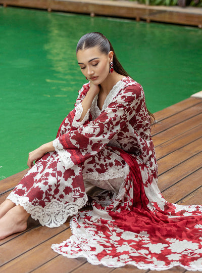 3 Piece Stitched Lawn Suit - Ready To Wear