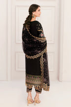 Jet Black & Multi-Color Paisley Embroidered Silk Suit | Ready To Wear