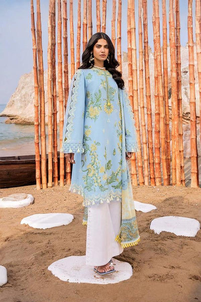 3 Piece Stitched Lawn Embroidery Dress - Ready To Wear