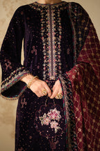 3 Piece Stitched Velvet Embroidered Suit - Ready To Wear