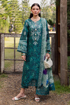 Tropical Teal 3 Piece Printed Lawn Suit | Ready To Wear