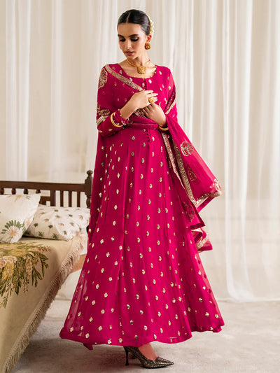 3 Piece Stitched Chiffon Embroidery Dress - Ready To Wear