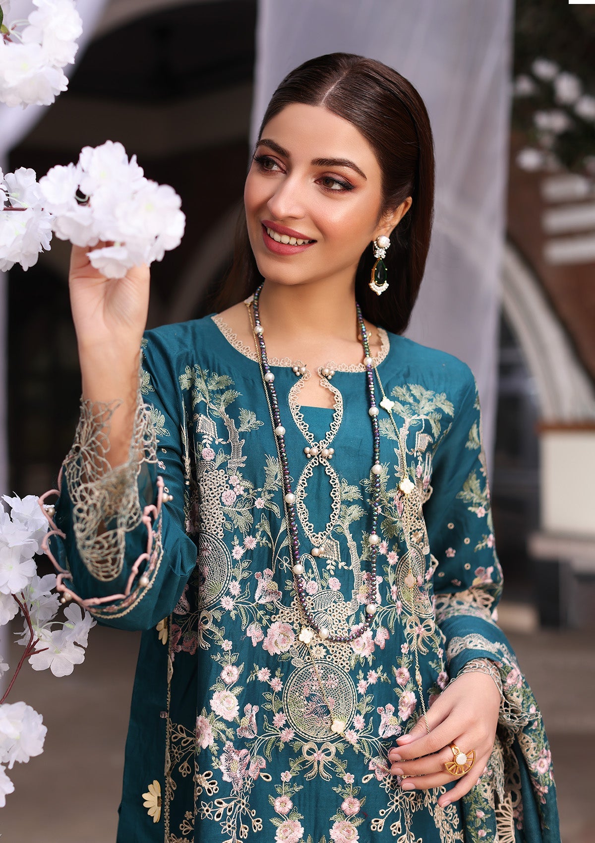 3 Piece Stitched Embroidered Chikankari Suit - Ready To Wear