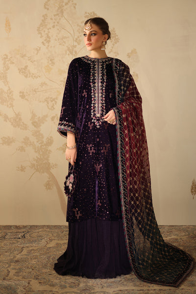 3 Piece Stitched Velvet Embroidered Suit - Ready To Wear