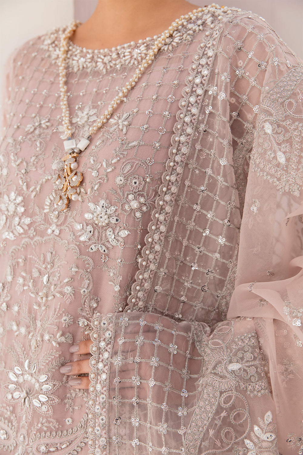 3 Piece Stitched Embroidered Chiffon Bridal Dress - Ready To Wear