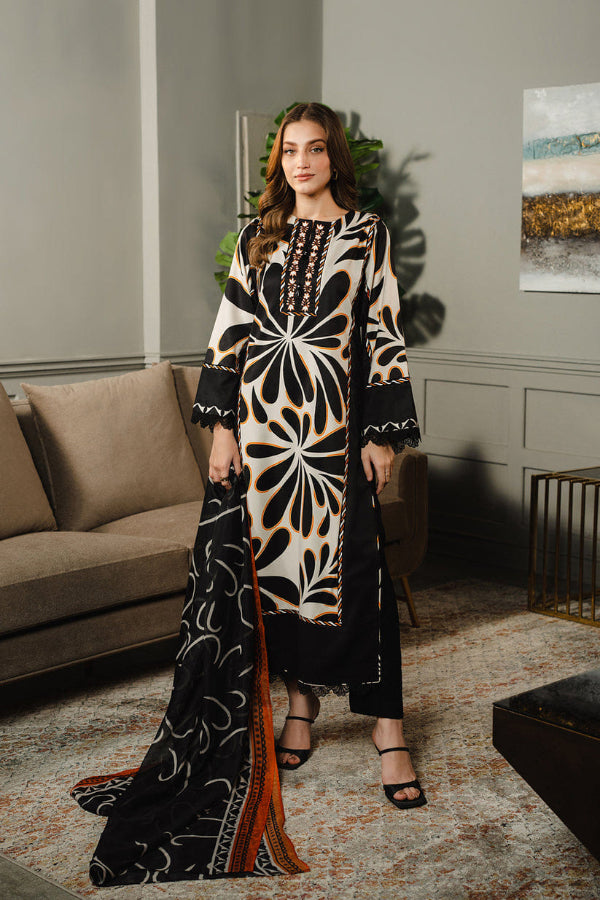 3 Piece Stitched Digital Printed Silk Suit - Ready To Wear