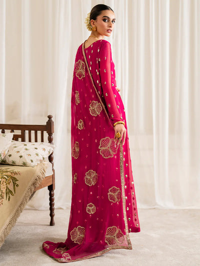 3 Piece Stitched Chiffon Embroidery Dress - Ready To Wear