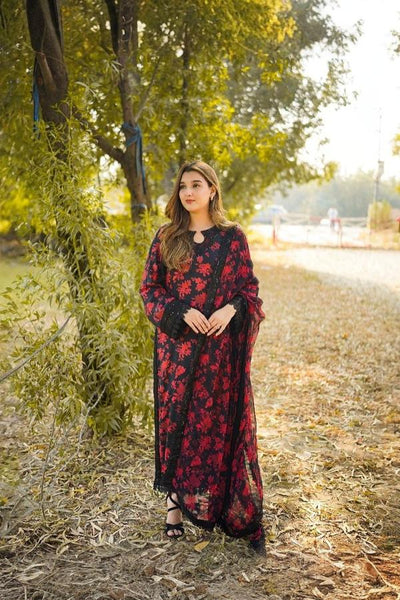 3 Piece Stitched Printed Lawn Suit - Ready To Wear