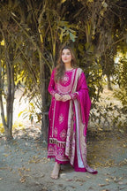 3 Piece Stitched Embroidered Cotton Suit - Ready To Wear