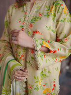 3 Piece Stitched Lawn Suit - Ready To Wear