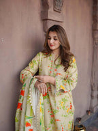 3 Piece Stitched Lawn Suit - Ready To Wear