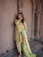 3 Piece Stitched Lawn Suit - Ready To Wear